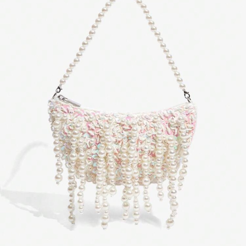 Elegant Pearl-Embellished Mini Bag
